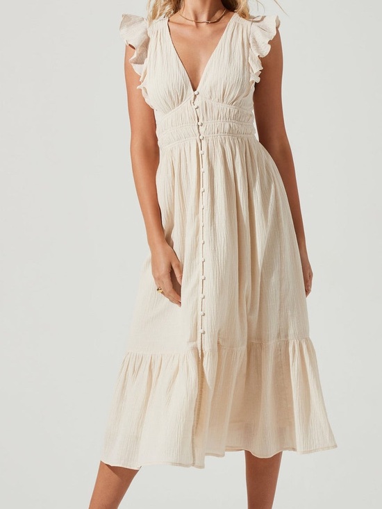 Astr Dresses & Skirts - ASTR The Label Montreal Ruffle Midi Dress Bone Open Back Small